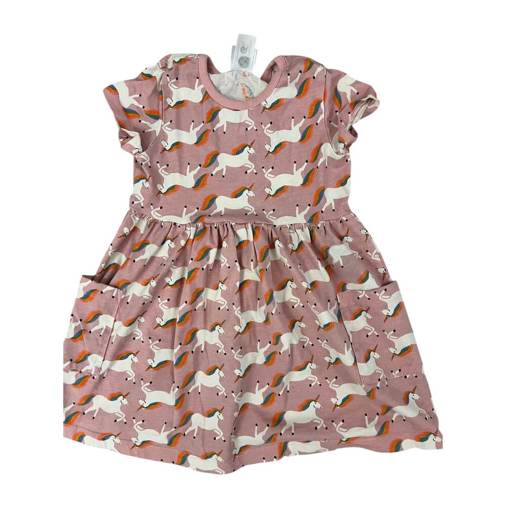 Hanna Andersson Unicorn Cotton Short Sleeve Dress Girls Size 4